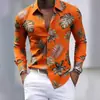 Nova camisa masculina da moda com estampa floral, casual de manga longa, moderna e de alta qualidade