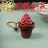 Colgante de prensa de helado tallado en madera maciza, pieza de mano portátil de madera Yiming Xianyuan, llavero, colgante para accesorio de bolso