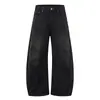 Jeans desgastados lavados tipo guadaña para hombre, estilo callejero americano, diseño plisado, pantalones de pierna ancha extragrandes, holgados y casuales