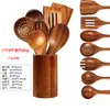 Pala de madera de acacia Sanchuang, pala de madera de mango largo para el hogar, utensilios de cocina de madera, cuchara de arroz, cuchara de madera, sartén antiadherente especial