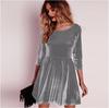 Vestido Slim de Outono Europeu e Americano Transfronteiriço AliExpress Vestido Longo de Veludo Dourado Saia Lisa de Cintura Alta