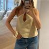 2025 Europeu e Americano Transfronteiriço Nova Roupa Feminina Sexy Recorte Design Cruz Halterneck Cordões Costas Abertas Sem Mangas Tubinho