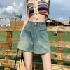 Shorts Jeans de Cintura Alta Novos para o Verão de 2025 Design Solto com Senso de Estilo Nicho Retrô Perna Larga em A Hot Pants Finos