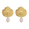 Pendientes Transfronterizos Europeos y Americanos Nueva Moda Estilo Alto Retro Aleación Carcasa Perla de Imitación Pendientes de Viento Frío