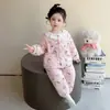 Conjunto de Pijama Caliente de Franela para Niños Ropa de Invierno Gruesa Acolchada para Bebé Niñas Conejito Lindo Estilo Princesa Ropa de Casa