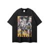 Marca de moda de rua americana Camiseta de manga comprida hiphop Retro Injeção direta Impresso oversize Gola redonda Fundo Transfronteiriço Inverno