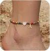 Moda de Nicho Entrada de Lujo Pedrería Amor Perla Arroz Cuentas Cadena de Serpiente Cuerda de Cuero Playa Playero Simple Combinación Perfecta Decoración para el Pie