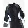 Traje de Baño Unido para Mujer Pantalones de Manga Larga Envoltura de Cuerpo Completo Protección Solar Cubre Vientre Adelgazante Conservador Profesional Entrenamiento Traje de Buceo