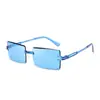 Gafas de sol cuadradas sin montura con borde cortado transfronterizas europeas y americanas, Gafas de sol personalizadas de una sola pieza de colores caramelo, Gafas de sol para protección solar al aire libre