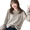 Camiseta Básica de Cachemira con Cuello Redondo para Mujer Otoño e Invierno Suelta Estilo Extranjero Suéter Interior 2025 Nuevo Principios de Primavera Camisa de Punto Top