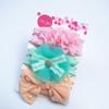 Novo Elástico de Cabelo Infantil Conjunto de Três Peças Faixa de Cabeça Macia de Nylon para Bebê Conjunto de Três Peças Acessório de Cabelo com Flor de Gaze para Bebê Menina Transfronteiriço