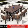 Mesas e Cadeiras de Exterior para Pátio de Villa, Jardim, Terraço, Estilo Lazer, Cadeiras de Rattan Domésticas, Conjunto de Mesa de Madeira Plástica, Mesa e Cadeiras de Rattan Trançado de Exterior