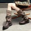 Botas Martin de Moda Otoño 2026 con Suela Gruesa para Aumentar Altura para Mujer, Botines Casuales Versátiles con Cordones para Estudiantes de Moda