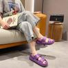 Sandalias y Chanclas de Verano para Mujer Zapatos Únicos Dos Usos Suela Gruesa de EVA Chanclas Transfronterizas Fuera de Lugar Sandalias Domésticas para Parejas de Mujeres