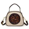 2025 Bolso Cruzado Nacional de Textura Transfronteriza Bolso de Hombro en Relieve Bolso Redondo Pequeño para Madres de Mediana Edad Bolso de Mano Versátil para Viajes