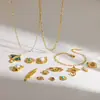 Bestseller transfronterizo: Collar colgante desmontable DIY bañado en oro con piedra natural y nácar, varios estilos de dijes, joyería de acero inoxidable