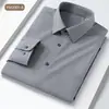Camisa de Manga Larga para Hombre de Mezcla de Lana Estilo Nuevo, Casual de Negocios, Lavable a Máquina, Color Sólido, Sin Planchar, Versátil para Primavera y Otoño, Camisa de Alta Gama