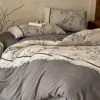 Juego de ropa de cama de cuatro piezas estilo francés vintage, grado A, de algodón puro cepillado, que incluye una sábana de algodón, un juego de tres piezas con una funda de edredón estampada floral y una sábana ajustable