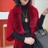 Outono e inverno novo versátil grande gola de pele xale malha atualizada capa de malha cachecol feminino com borla espessada moda