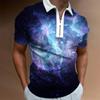 2023 AliExpress transfronterizo europeo y americano 3dpolo cuello de sol nuevo casual manga corta Patrón Cielo Estrellado en stock verano Diario