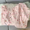 Yunduo Algodón Pijama Nuevo para Mujer Primavera y Otoño Manga Larga Dulce Dibujos Animados Cuello Redondo Jersey Estilo Delgado Se Puede Usar Fuera de Casa Conjunto de Ropa