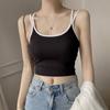 Zhao Lusi Camisola Branca Mesmo Estilo Feminino Verão Fino Desgaste Externo Cinto Interno Peitoral Almofada Base de Uma Peça Top