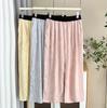 Talla Grande Verano Nueva Moda Ligero Seda de Hielo Estampado Pantalones de Pierna Ancha 100kg para Chicas Gorditas Pantalones Recortados 7412