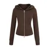 Novo Moletom de Veludo com Capuz para Mulheres Outono e Inverno Americano Slim Esportivo Slim Cardigan de Manga Comprida Sexy Top Curto