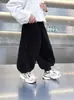Pantalones tipo bombacho de chenilla con forro polar para niños y niñas, ropa de otoño e invierno, estilo infantil, holgados, bonitos, transpirables, suaves y cómodos