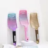 Nuevo Peine Curvo Grande de Cerdas de Jabalí Color Degradado Suave para Peinar Cabello Alto Alisado Masajeador Peine de Costillas Venta de Liquidación para Hombres