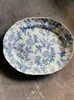 Porcelana amarilla vintage original con motivos florales azules, plato para bistec estilo francés, plato plano, plato hondo, taza y plato para el té de la tarde, decoración bajo vidriado