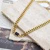 Collar de cadena cubana de circonita cuadrada de tendencia de personalidad europea y americana transfronteriza para mujer, oro de 18k, acero de titanio, joyería al por mayor que no se desvanece