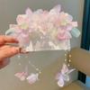 Horquilla de Flor Antigua para Niños Super Hada Horquilla para Actuación Hanfu Horquilla para Niñas Estilo Chino Bordado de Mariposa Borla Pin