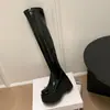 Botas Casuales Estilo Coreano con Cremallera Lateral Hasta la Rodilla Elásticas 2025 Nuevo Diseño de Nicho Suela de Plataforma Tacón Súper Alto