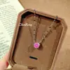Colar de Broca para Mamilo Octogonal com Corte Rosa Paraíba Moda Cor Alta Joia Corrente de Lábio Diamante Rosa Vermelho Iridescente Pingente para Mulheres