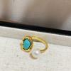 Anillo de Perla de Agua Dulce con Pintura al Óleo Colorida Flor Joyería de Mano Elegante Moda Lujo Accesible Anillo Versátil de Alta Gama Joyería para Mujeres