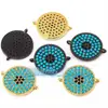 N46 Acessórios para Joias DIY Cobre Puro Banhado a Ouro Micro-Incustado Zircônia Azul Olho de Hórus Conector 18mm