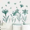 Adesivos de Parede Decorativos Florais Verde Escuro Transfronteiriços para Grandes Áreas de Quarto, Sala de Estar e Paredes de Fundo de Entrada, Autoadesivo de PVC