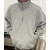 Sudadera para hombre de media cremallera con cuello alto, color liso, corte holgado, top casual para usar como capa base, venta al por mayor desde el fabricante