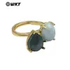 Anillo para Mujer Wt-R589 Geométrico Ovalado Exquisito Retro de Nicho con Piedra Preciosa de Color Chapado en Oro de 18 Quilates