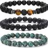 Amazon Europa y América Venta Caliente Transfronteriza Piedra Natural 8mm Pulsera para Pareja para Hombre y Mujer Juego Pulsera Ojo de Tigre Turquesa Joyería