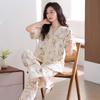 Pijama Feminino Verão Algodão Puro Pulôver Manga Curta Calças Conjunto Casual Roupa para Sair Mãe Roupa de Casa Traje de Verão