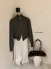 Liquidación, Sin Devoluciones ni Cambios. Cardigan Tejido Minimalista Estilo Coreano Grueso Versátil Ajustado Doble Cremallera Cuello Alto Manga Larga W7813