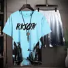 Camiseta Deportiva y Casual para Hombre Verano Seda de Hielo Delgado Tendencia Camiseta de Manga Corta Traje Corto Estilo Chino Pintura de Paisaje Superior