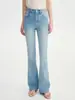 Calça Jeans Flare Slim Fit Azul Claro com Stretch em Quatro Direções, Coleção Outono Inicial 2026, Comprimento Cropped, Modelo 509
