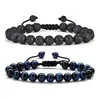 Pulsera trenzada de piedra volcánica popular de Amazon para hombre, pulsera de ojo de tigre con cuentas, pulsera de moda hecha a mano para hombre