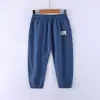 Calça Antimosquito Infantil, Algodão Puro, Estilo Verão Fino, Corte Amplo com Bolsos, Calça Harem para Bebês, Calça Longa Casual de Algodão e Linho para Meninos e Meninas