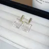 2026 Nuevo Conjunto de Collar y Aretes de Resina Cuadrada Esmeralda Diseño Retro Versátil Moda de Nicho Joyería Versátil