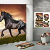 Amazon Comercio Electrónico Transfronterizo Más Vendido Impresión Digital de Alta Definición 3D Cortina de Ducha de Poliéster Impermeable Animal Caballo Venta Directa de Fábrica