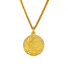 Pastel Redondo Amarillo Collar del Dios de la Riqueza Moda Femenina Nuevo Estilo Chino Diseño de Diamante Arena Antigua Oro Temperamento de Alta Calidad Cadena para la Clavícula